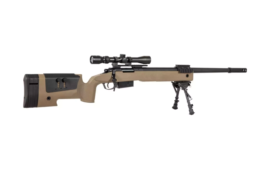 Fusil airsoft lunette de visée SA-S03 CORE™ et bipied - beige