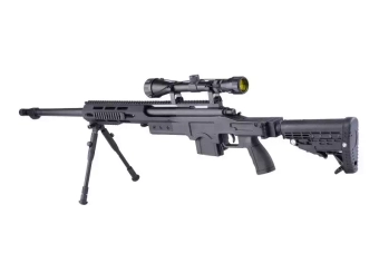 Francotirador de airsoft MB4412D - con mira y bípode - negro