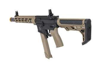 airsoft Specna Arms SA-FX02 FLEX™ HAL ETU Half-Tan submachine gun with orange discharge device