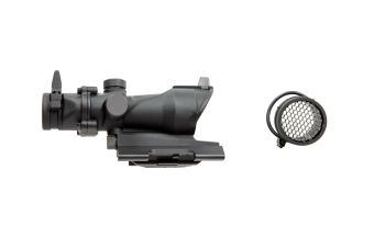 Mira de airsoft ACOG Style 4x32 con capa Killflash, iluminación y montura QD V2 - negra