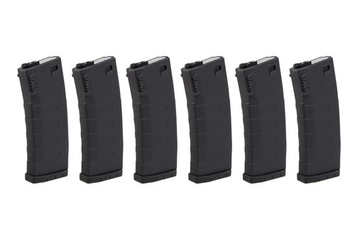 Set van 6 mid-cap KWA magazijnen voor 120 kogels voor M4/M16 replica's Zwart