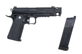 Pistola Arcturus Vanguard 4.3" Hi-Capa GBB Optics Ready airsoft con compensador Negro