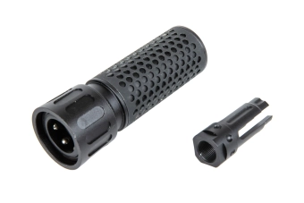 Conjunto réplica del silenciador de sonido HY-202 tipo QD junto con la réplica del compensador de llama M139 QDC Cyma Negro