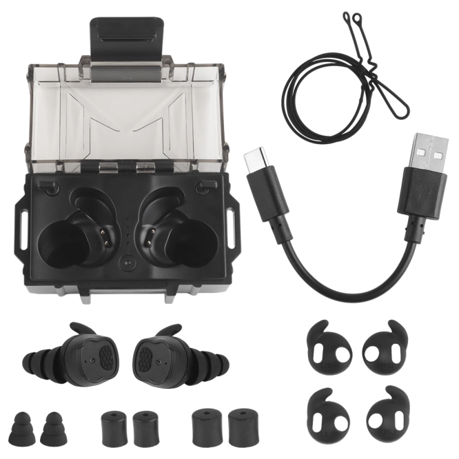 Protectores auditivos intraurales activos Wosport HD-30 Bluetooth Negros