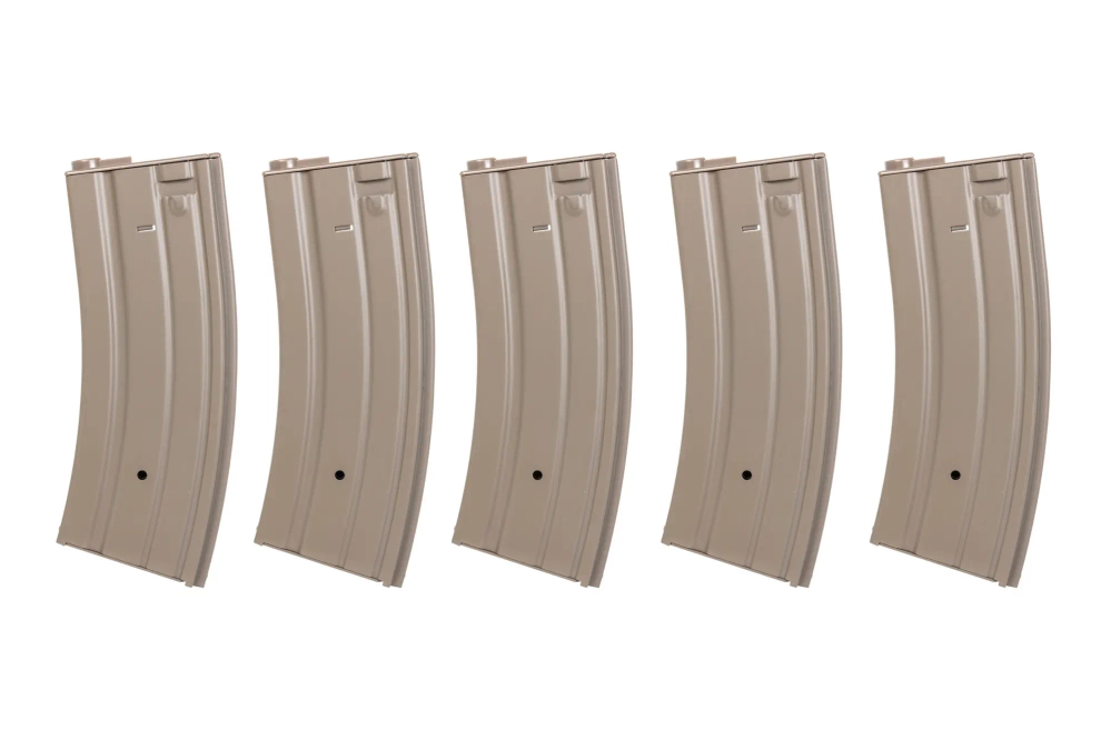 Zestaw 5 sztuk metalowych magazynków hi-cap 300 kulek Specna Arms Flat Dark Earth