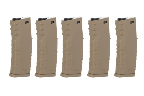 Set van 5 polymeer magazijnen met mid-cap 120 kogels Specna Arms Flat Dark Earth