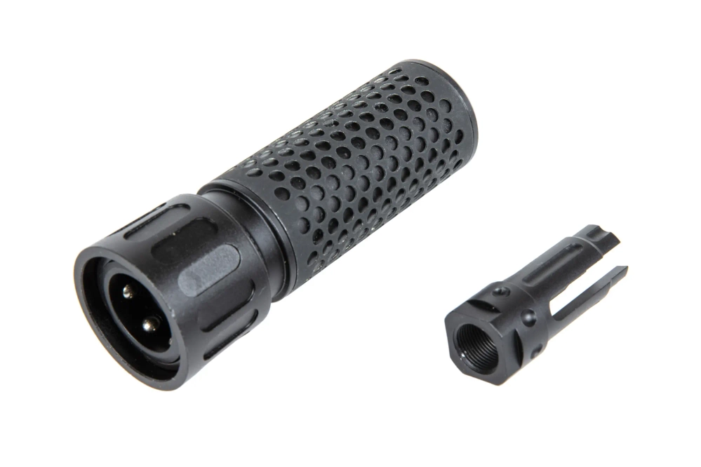 Conjunto réplica del silenciador de sonido HY-202 tipo QD junto con la réplica del compensador de llama M139 QDC Cyma Negro