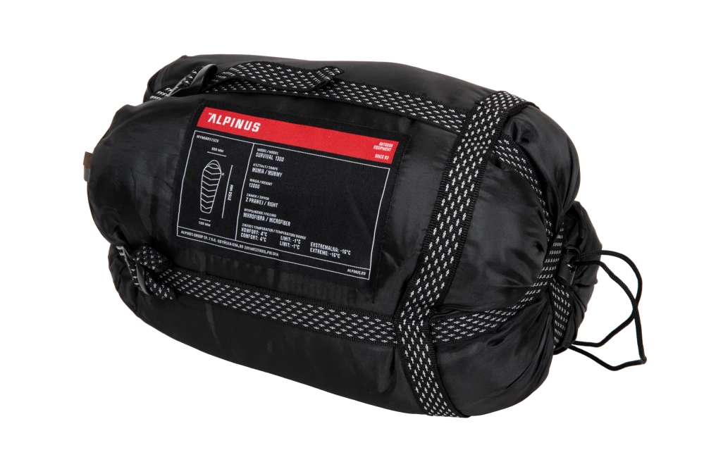 Alpinus Survival Sleeping Bag 1300 (+4°C / -16°C) (Right) Olive