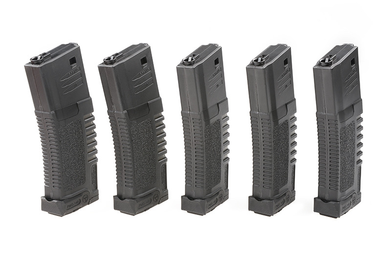 Jeu de 5 billes magazynks mid-cap PMG 140 pour répliques type M4/M16 - noir