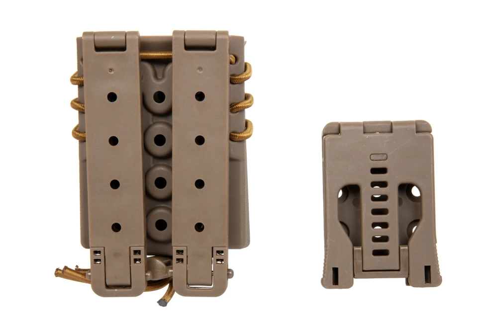 Soporte para 2 cargadores M4/M16 y 9mm Wosport Urban Assault Quick Pull Tan