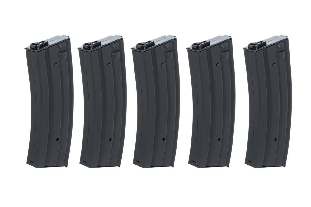 Sada 5 kovových zásobníků na 30 kuliček s reálným uzávěrem Specna Arms Black