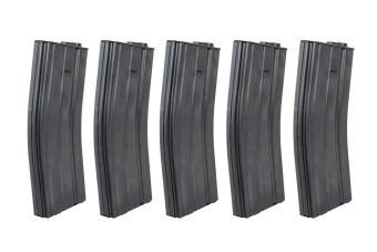 Hi-Cap 350-ball Arcturus EMM M4/M16 Metal Wheel (QPQ) 5 Magazine Set Black