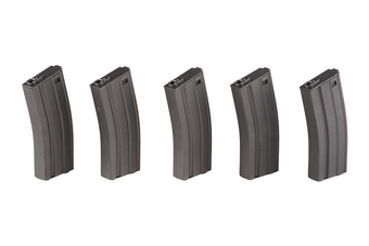Set of 5 Low-Cap 70 BB Magazines for M4/M16 Replicas - Grey