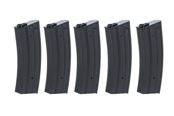 Sada 5 kovových zásobníků na 30 kuliček s reálným uzávěrem Specna Arms Black