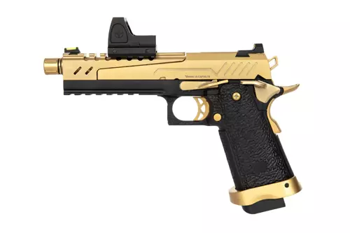 Pistola de airsoft Hi-capa 5.1 Split Slide - Negro/Oro (con red dotBDS)