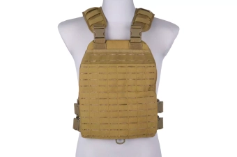 Laser-cut plate carrier type tactical vest - tan