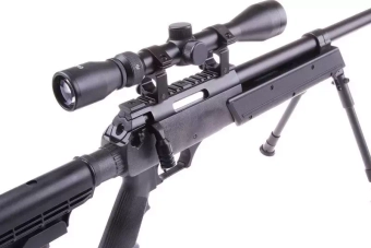 Airsoftová odstřelovací puška MB06D (s dvojnožkou a optikou)