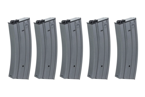 Set of 5 low-cap 70-ball metal magazines Specna Arms Grey