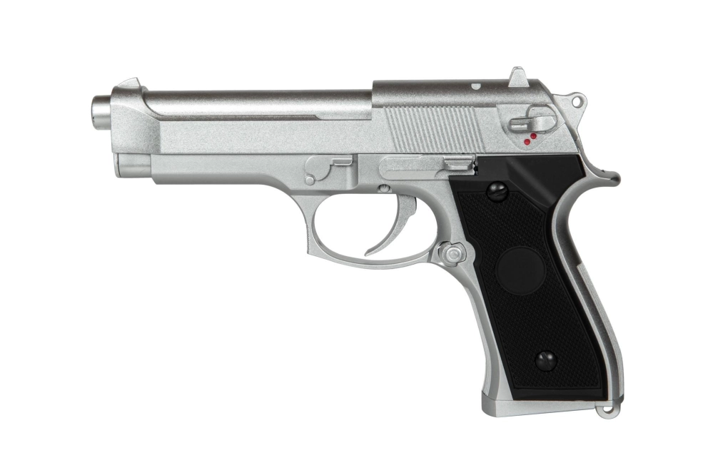 CM126 Silver electric pistol replica (with battery)