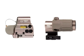 Hybrid 558B holographic sight replica with magnifier - Tan