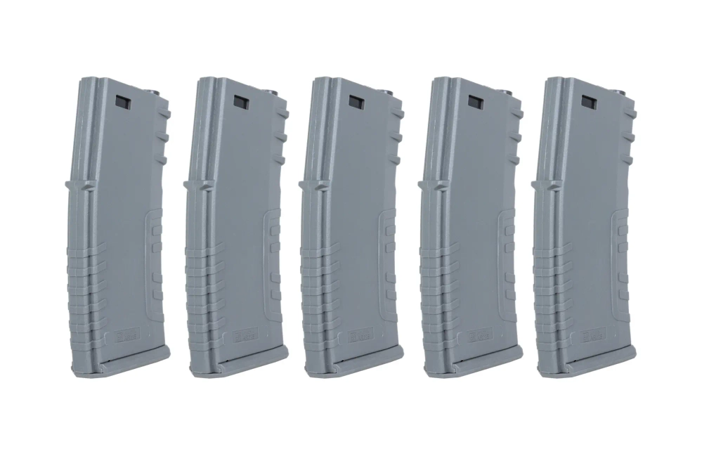Set of 5 polymer mid-cap 120-ball magazines Specna Arms Grey