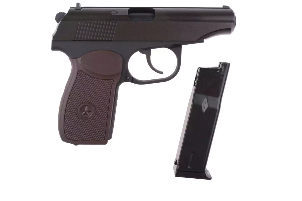 Suppressed MK Pistol Replica - Black/Brown Grip