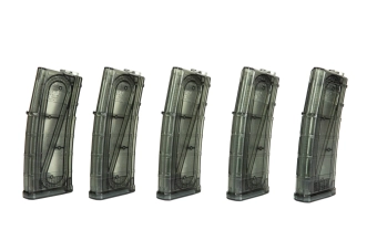 Jeu de 5 billes magazynn mid-cap 130 pour répliques M4/M16 - transparent
