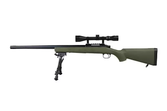 Réplique de fusil de précision SW-10 avec lunette et bipied (Upgraded) - olive 