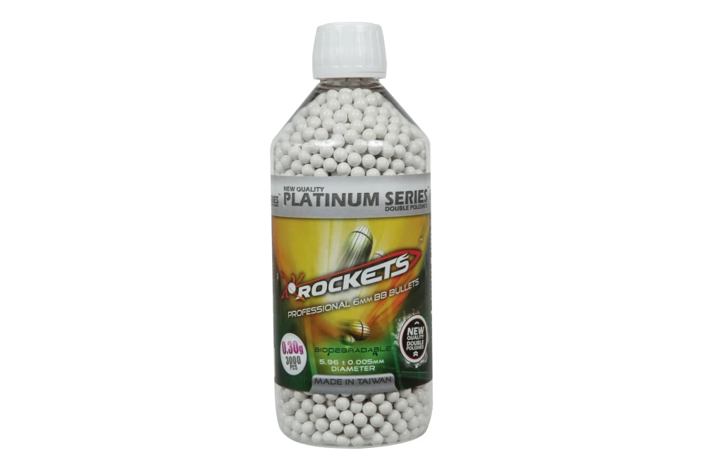 Rockets Platinum Series BIO 0.30g BBs - 3000 Pcs Bottle - White