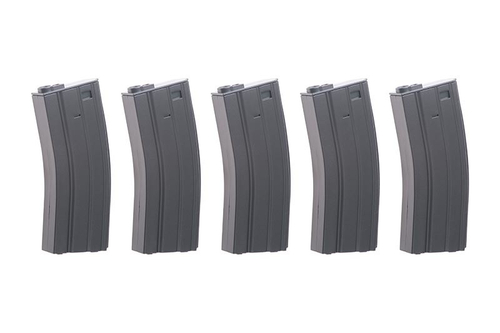 Jeu de 5 magazynks real-cap pour 30 balles pour répliques M4/M16 - gris