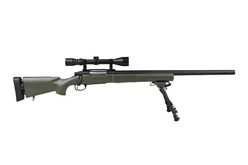 Fusil de airsoft rifle de francotirador SW-04 con visor y bípode (mejorado) - verde oliva