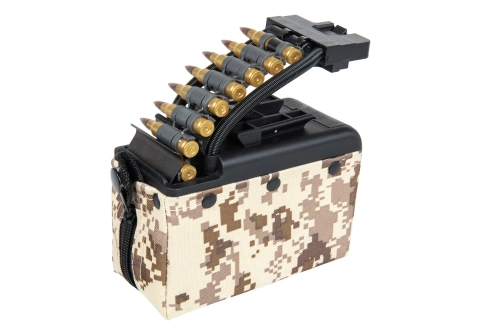 A&K elektrisch doosmagazijn voor 2.000 patronen voor replica's van het type M249 met imitatie Digital Desert-munitie