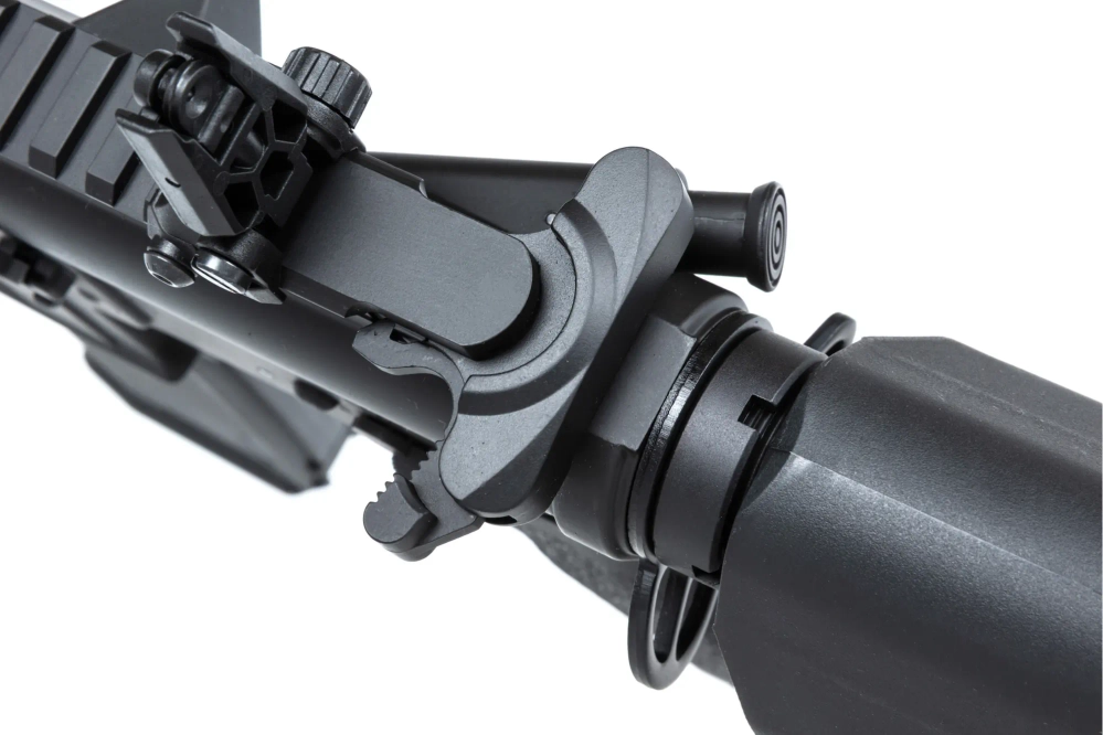 Specna Arms RRA SA-E24 HAL ETU™ airsoft Carabina Negra con dispositivo de descarga naranja