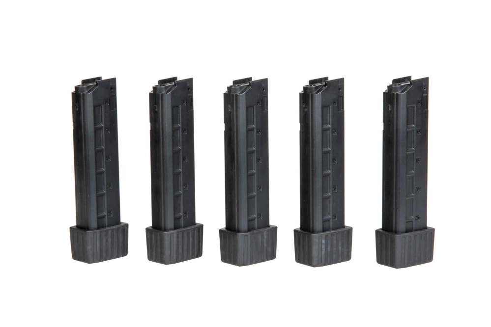 Set of 5 mid-cap, 80-pellet magazines for APC9 airsoft submachine guns