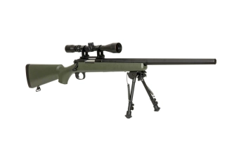 Fusil de airsoft rifle de francotirador SW-10 (con mira y bípode) - verde oliva