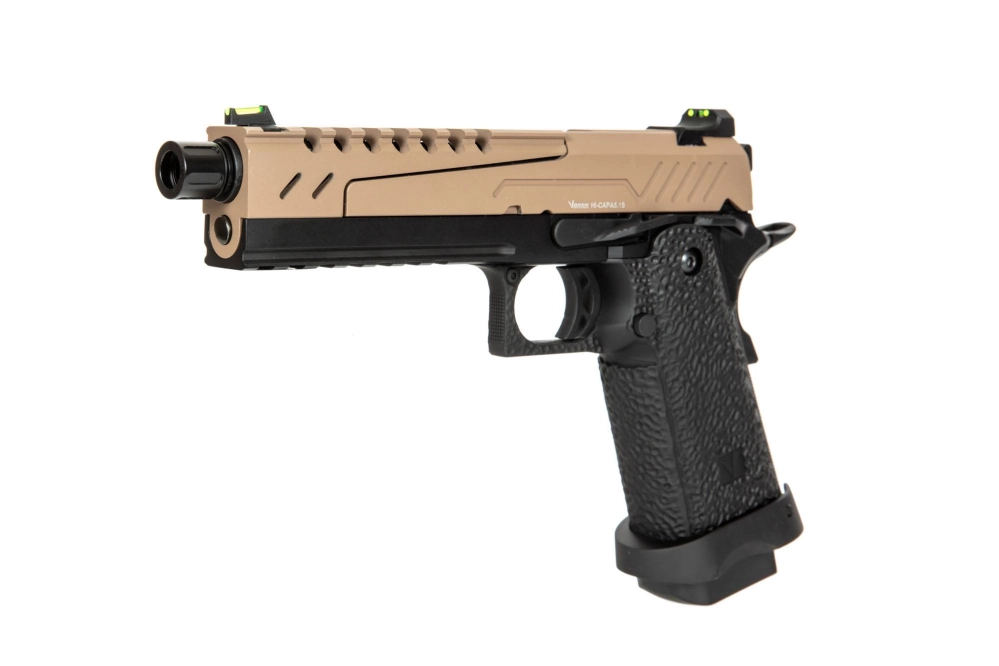 Pistola de airsoft Hi-capa 5.1 Split Slide - bronceado / negro