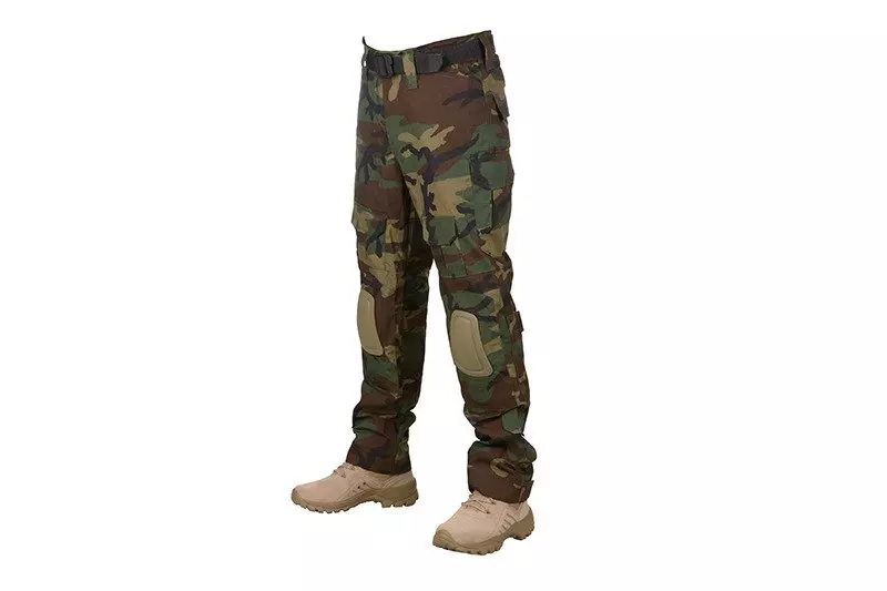 Kalhoty Combat Uniforma s chrániči kolen - woodland