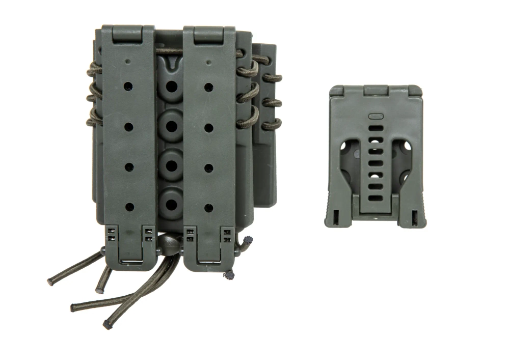     Support pour 2 chargeurs 9mm et un chargeur M4/M16 Wosport Urban Assault Quick Pull Olive