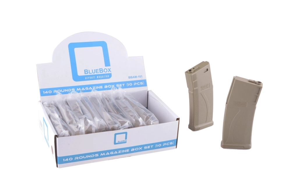 Set de 10 cargadores Mid-Cap 140 BB para réplicas M4/M16 - Tan