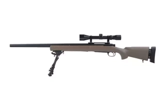 Fusil de airsoft rifle de francotirador SW-04 con visor y bípode (mejorado) - bronceado