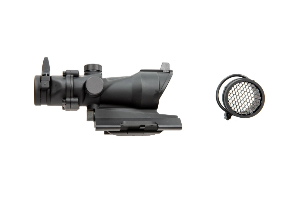 Replika lunety ACOG Style 4x32 z osłoną Killflash, podświetleniem i montażem QD V2 - czarna
