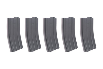 Zestaw 5 magazynków mid-cap na 70 kulek do M4/M16 - szary