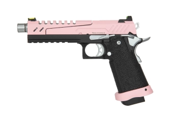 Pistola de airsoft Hi-capa 5.1 Split Slide - Rosa / Negro / Cromo