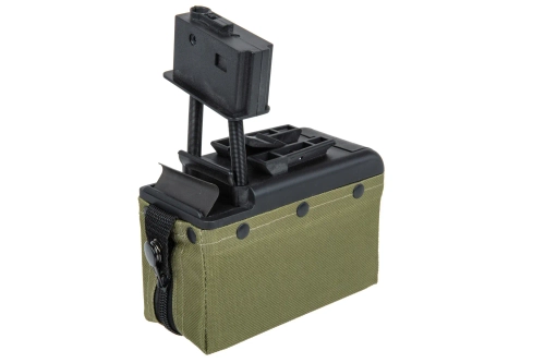 Chargeur à boîte électrique A&amp;K de 2.000 cartouches pour répliques de type M249 Olive