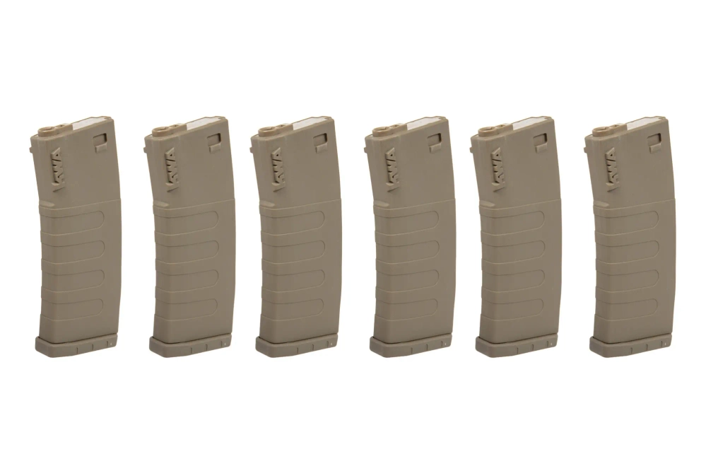 Set of 6 mid-cap KWA magazines for 120 rounds for M4/M16 Dark Earth replicas