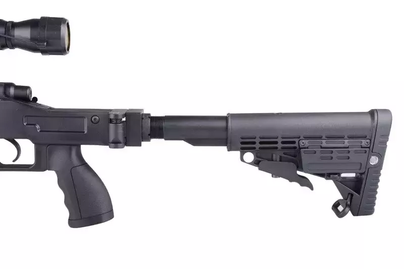 Francotirador de airsoft MB4412D - con mira y bípode - negro