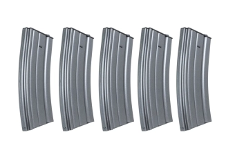 Set of 5 real-cap 30-ball metal magazines Specna Arms Grey