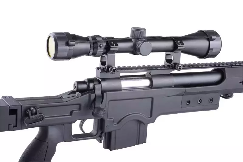 Francotirador de airsoft MB4412D - con mira y bípode - negro