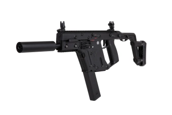 The Krytac Kriss Vector Submachine Airsoft Gun with Mock Suppressor in Black