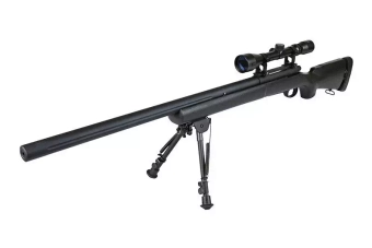 SW-04J Army Sniper Rifle Replica with scope and bipod (Upgraded) - black